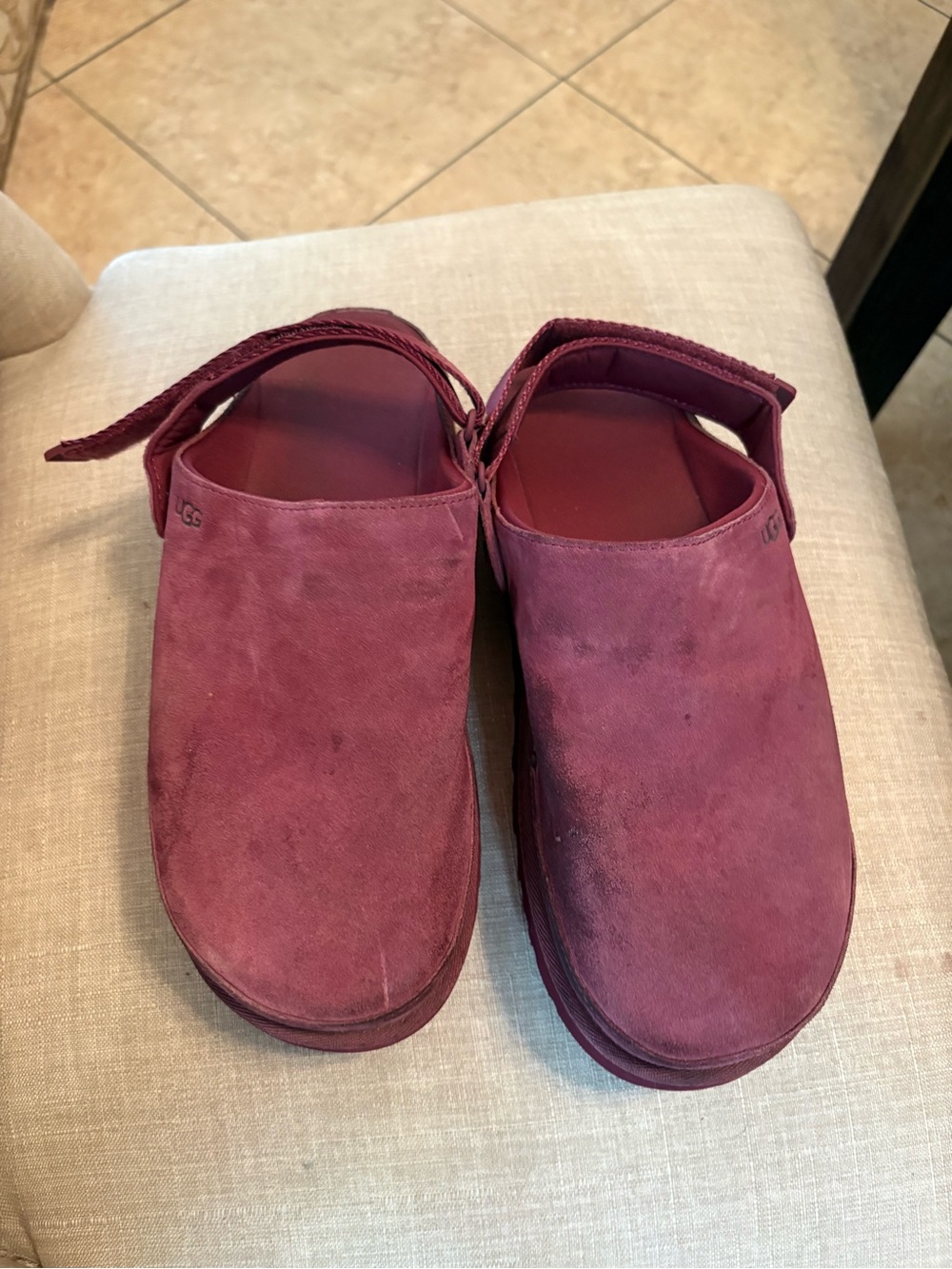 UGG Women’s Golden star Burgundy Suede Clog Slides
